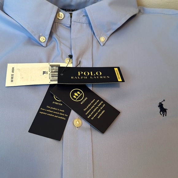 Ralph Lauren Blue Performance Stretch Wicking Button Down Shirt - Picture 1 of 8